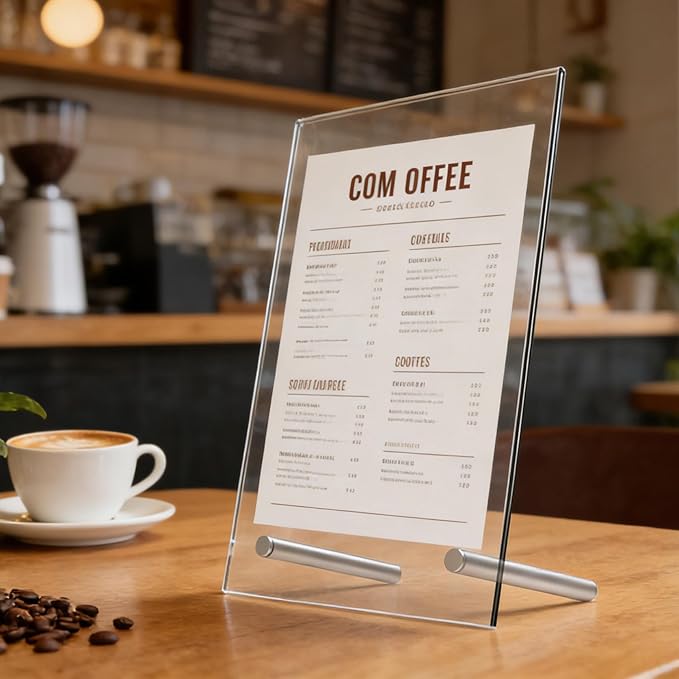 L-Shaped Acrylic Sign Holder – Shatterproof Clear Display Stand for Menu, Flyer, or certificate Display – Impact-Resistant Acrylic Table Sign Frame (8.5x11 inch 3pack)