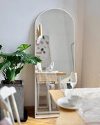 TinyTimes 65''x22'' Arched Full Length Mirror with Stand, Full Body Mirror Full Length Floor Freestanding, Wall Mounted Mirrors for Bedroom Living Room Cloakroom (White)