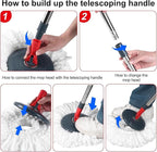 360° Spin Mop and Bucket Set Cleaning System,Mop and Bucket with Wringer Set for Home,Wet Dust Mop for Floor Cleaning with 4 Mop Heads