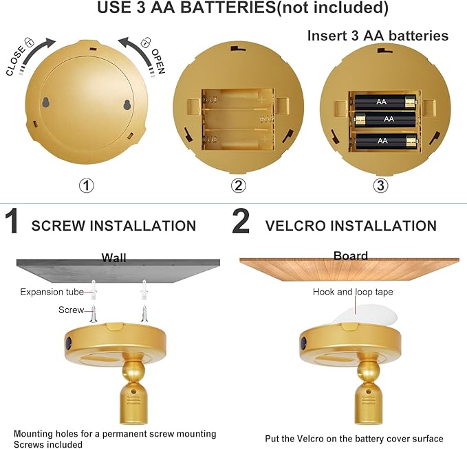 Indoor Spotlight, Battery Operated Spotlights with Remote, Picture Lights for Wall, Plant Tree Spotlight with Timer, Up Lights for Art Display Dartboard Painting Artwork Accent Frames-Gold
