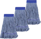 Commercial Heavy Duty Mop Heads Replacement for Rubbermaid: 3 Packs Industrial Wet Mop Head for Floor Cleaning - Cotton Commercial Products Wet Refills