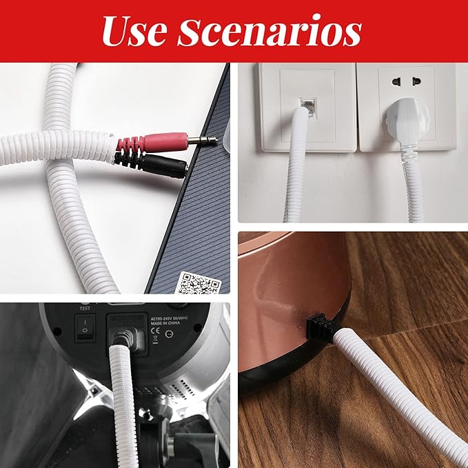 Cord Protectors from Pets, 30FT Electric Wires Covers Cord Covers for Pets Cord Management Protect Wires from Chewing Through Safe Around Rabbits, Cats，Dogs-Outside Diameter 15.8mm