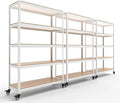 HOMEDANT House 5-Tier Metal Rolling Cart Shelf Rack Casters Heavy Duty Laminated Wheel Shelving Unit Adjustable Utility Storage Shelves Organizer Shelf Kitchen Garage (3, (L) 48.1" W, White)