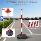 Adjustable Traffic Delineator Post Cones,10 Pack 34 Inch,Traffic Safety Delineator Barrier with Fillable Base 6.6FT Chain, for Traffic Control Warning Parking Lot Construction Caution Roads, Red&White