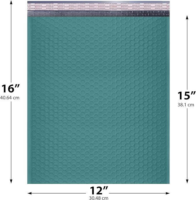 Green Large Poly Bubble Mailers 12x15 inch | Self Seal Padded Envelopes Cushioned Bubble Mailer | Usable Size 12x15 | WaterProof | Lightweight mailing Shipping Bags | 100 Pack Bulk