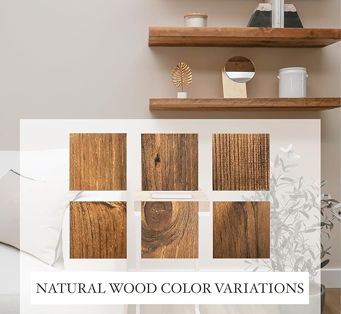 Urbandi Modern Floating Shelves 3 Inches Thick for Wall, Wide Shelves for Kitchen, Living Room, Bedroom, and Bathroom, Natural Pine Wood, Rustic Wooden Shelf, (Set of 2) (Provincial, 60Lx3Hx6D)