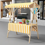 Outdoor Vendor Cart, Wooden Lightweight Farmers Market Stalls/Concession Stand Booths, Foldable Vendor's Stall, Portable Food Display Stand for Market(Yellow,120 * 60 * 200cm)