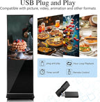 43" 4K LCD Digital Signage Display, Indoor Floor Standing Advertising Kiosk, Commercial Digital Signage Kiosk with Auto AD Box, HDMI WiFi Bluetooth Input, Android 12.0 Black