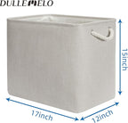 DULLEMELO 2-Pack Large Storage Baskets for Organizing Canvas Fabric Storage Basket Bins With Rope Handles for Shelf Clothes Empty Gift Basket (Beige)