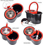 Mop and Bucket Set, 360° Spin Mop and Bucket with Wringer Set and 6 Microfiber Mop Refills, Stainless Steel 61" Extended Handle Spinning Mop Bucket System for Floor Cleaning (2 Sets)