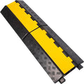Rubber Cable Ramp Cord Cover Cable Protector Ramps Wire Hose Protective 2 Channel 22000Lbs Load Capacity Traffic Speed Bump for Asphalt Concrete Gravel Driveway Indoor Outdoor, 1 Pack