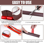 Floor Cord Cover Cavity 0.8"x0.37" Self Adhesive Cord Hider, 3.3FT Low Profile Cable Management, Extension Strip Protector for Wires, Prevent Cable Trips for Offices, Gyms, Exhibitions (Coffee)