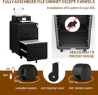 3 Drawer File Cabinet with Lock and 4 Keys, Mobile Metal Filing Cabinet, File Cabinets for Home Office, Under Desk, Pre-Assembly, File Drawer, Letter/Legal/A4 Hanging File Folders