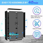 Metal Garage Storage Cabinet with Lock, 72" Tall Steel Storage Locker with 4 Adjustable Shelves, Heavy Duty Metal Cabinet for Garage, Office, Home, Black