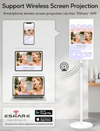 15.6" Digital Signage with 10000mAh Battery, Capacitive Touchscreen Advertising Display, Adjustable Stand, Android 11 Commercial LCD Monitor with Auto Play, Wireless Screen Mirroring, 2+32GB, White