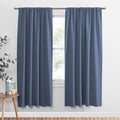 PONY DANCE Stone Blue Blackout Curtains for Living Room, Rod Pocket Thermal Insulated Black Out Window Curtain Panels for Boy's Bedroom, Blue Haze, W 42 x L 72 inch, 2 Pieces