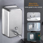 Commercial Wall Mount Stainless Steel Soap Dispenser, Corrosion Proof Lining Liquid Hand Sanitizer Dispenser Bathroom 1100ml / 37oz. (Vertical)