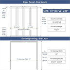 BARNER HOME Cane Bi-fold Doors - for 72"x 80" (Double 36" x 80" Doors) Opening, Webbing & Wood Interior Door Slab, Including Hardware, MDF, White Folding Door for Wardrobe