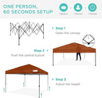 Best Choice Products 10x10ft 1-Person Setup Pop Up Canopy Tent Instant Portable Shelter w/ 1-Button Push, Case, 4 Weight Bags - Rust