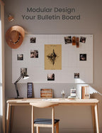 Felt Bulletin Board Tiles Large 36" x 24"Cork Board Alternative-6 Pack with 40 Adhesive Tabs, Thick Slat Wall Panels for Office Decor, Push Pin Board Wall Organizer Alternative - Milky White
