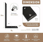 Countertop Support Bracket 16 Inch 3 Pack Countertop Bracket for Granite 3/8" Thick 16"x6"x2.5" Heavy Duty L Brackets Shelf Brackets Metal Corbels for Quartz/Granite/Wood/Concret/ Laminate Countertops