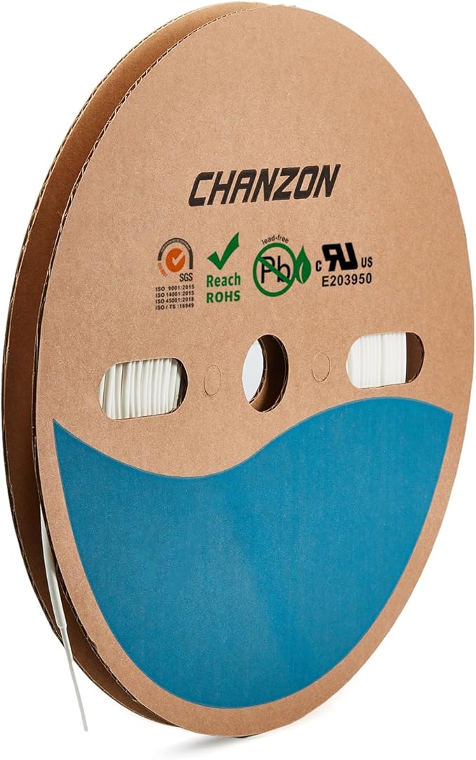 Chanzon 2:1 Ratio - 80Ft Roll - 5/64" (2mm) Heat Shrink Tubing 2:1(25M Total Length) White Polyolefin Sleeving Wrap Shrinking 2 to 1 1pcs