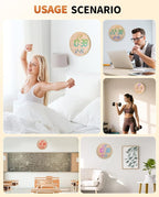 12" Large Digital Wall Mount Clock, Count Down Timer, Alarm, Big LED, 12 RGB Color, Temperature for Living Room Classroom Desk (Bamboo Elements)
