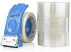 BOMEI PACK Strapping Tape 2Inch with Dispenser, Heavy Duty Fiberglass Reinforced Packing Tape with String for Moving and Shipping, 4Rolls x 5.5Mil x 35Yds, Total 140Yds