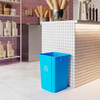 19 Gallon Blue Square Commercial Trash Garbage Can | Outdoor Office Restaurant School Kitchen