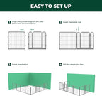 FXW Garden Fence Outdoor for The Yard – 24in(H) x 15.2ft(L) Heavy Duty Metal Animal Barrier for Dog and Rabbit, Decorative Dog Fence, 8 Panels, Silver