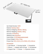 VEVOR Digital Shipping Scale, 0.1 lbs High Accuracy, 660 lbs Postal Scale with LCD Display, Hold/Tare Function & AC/DC Power Supply, Fit for Packages, Postage, Luggage, Battery & Adapter Included