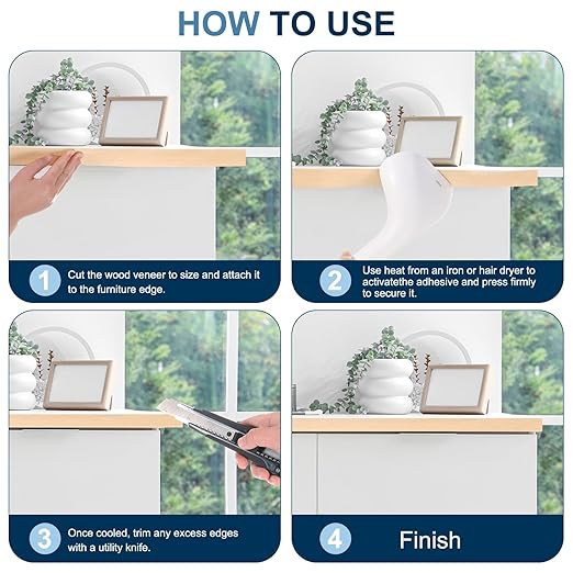 PATIKIL White Oak Edge Banding, 2 Inch x 250 ft Wood Veneer Tape Pre-glued Flexible Plywood Edge Banding with Hot Melt Adhesive for Furniture Restoration