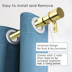 Curtain Rods for Windows 16 to 48 or 60 Inches Max Adjustable Length 1 Inch Diameter Window Curtain Rod with Aluminium Finials, Gold