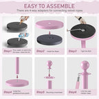 kaiyomi 6Pcs Stanchions with Pink Velvet Ropes Set, 5 Feet Velvet Ropes and Posts Poles for Red Carpet Party Decoration and 360° Photo Booth (Pink)