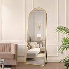 58"x18" Full Length Mirror with Stand, Shatterproof Arched Floor Mirror, Aluminum Alloy Thin Frame - Freestanding/Leaning/Wall Mount for Bedroom, Living Room & Entryway (Gold)