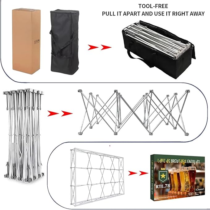 Fabric Pop Up Display Customized 7.5x10 FT Straight Trade Show Exhibit Booth Trade Show Backdrop Display Pop-Up Tension Fabric Displays