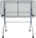 Office Star Resin Multipurpose Flip Training Table with Locking Casters for Home or Office, 4 Feet Light Gray