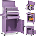 INTERGREAT Purple Tool Chest, 5-Drawer Rolling Storage Cabinet, Detachable Top Tool Box - Lockable Wheels, Garage & Workshop Barbershop Tool Cart