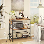 IBUYKE Kitchen Island with Storage, Bakers Rack with Power Outlet,Microwave Stand with Large Worktop,Rolling Bar Cart for Home, Outdoor, Kitchen,Rustic Brown and Black TMJ029H