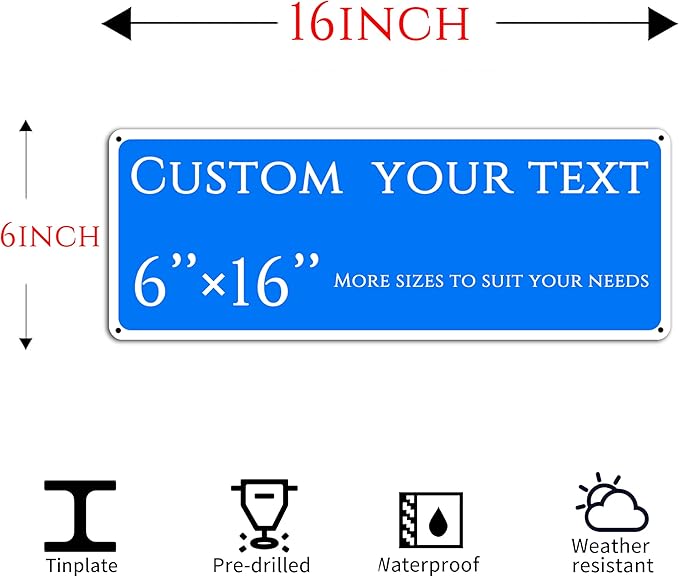 custom street sign,Custom Sign, Double-sided，Aluminum Weatherproof Metal Sign Multiple Sizes, Customize for outdoor, Business, Workplace, office, Home, Delivery Signs(6 * 16 Inch)