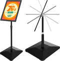 11"x17" Pedestal Poster Sign Holder Stand with Heavy Duty Solid Steel Base, Adjustable Floor Standing Sign Holder for Vertical and Horizontal View Sign Super Stable Displayed Stands, Black