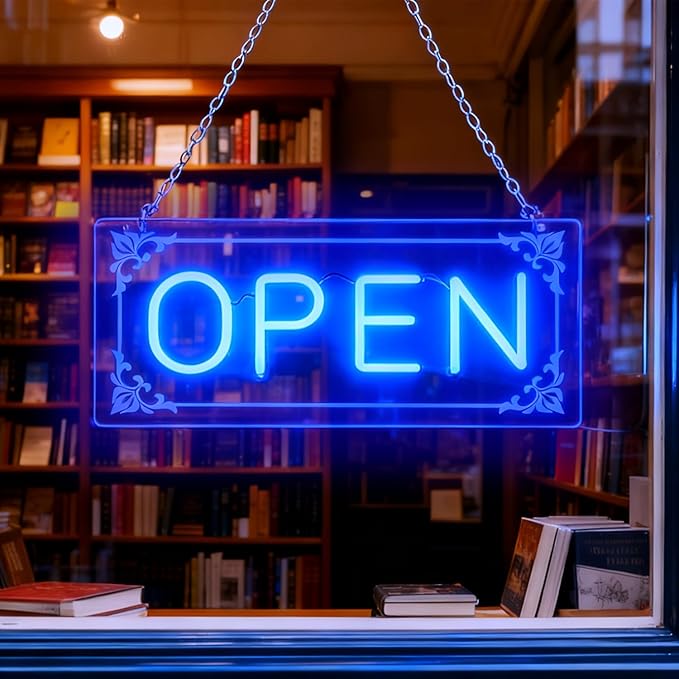 Open Signs for Business, LED Neon Open Sign Lighted Open Lights for Business Window Door Wall Hanging Coffee Snack Bar Restaurant Barbershop Retails Store Shop, USB Power & Dimmab