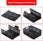 Heavy Duty Plastic Milk Crates for Storage, 4-Pack Stackable Storage Bins for Organizing, Collapsible Storage Basket with Handle for Groceries, Suitable for Home Office School Store, Black