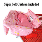 Love&go Soft Pillow Attached 2-in-1 Shopping Cart and High Chair Cover for Baby, Cotton Padded Cart Cover, Fold'n Roll Style, Portable with Carry Bag (Pink Fish)
