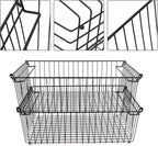 Set of 2 Stackable XXL Wire Baskets For Pantry Storage and Organization -16x12in Large Metal Food Baskets -Vegetable,Fruit,Potato,Onio, Pantry Storage Bins With Handles (White, XXL)