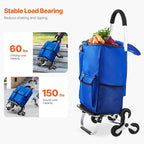 VEVOR Stair Climber Cart, 36L Capacity, Grocery Cart Laundry Stair Climbing Handcart with 6 Wheels & Oxford Cloth Bag, Foldable Stair Climber Hand Truck for Grocery Laundry Climbing