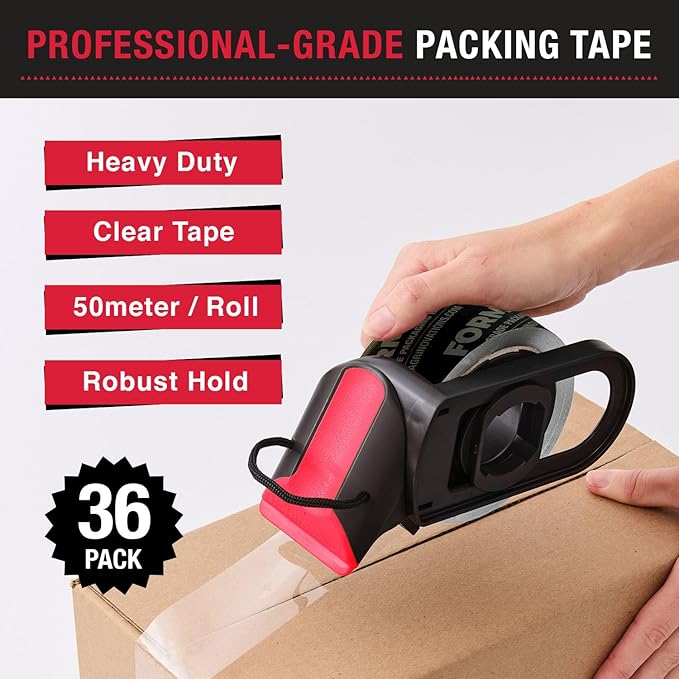 Professional-Grade Clear Packing Tape (1 Roll) - Heavy Duty Tape for Packing, Moving Boxes, Shipping, Mailing, Storage, and More - Packaging & Shipping Supplies (48mm x 50m per Roll)
