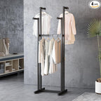 Black Clothes Racks with 4 Straight Arms, Metal Clothing Rack for Hanging Clothes, Freestanding Garment Rack Heavy Duty, 46" to 63" Adjustable Height Retail Clothing Rack for Boutiques Display
