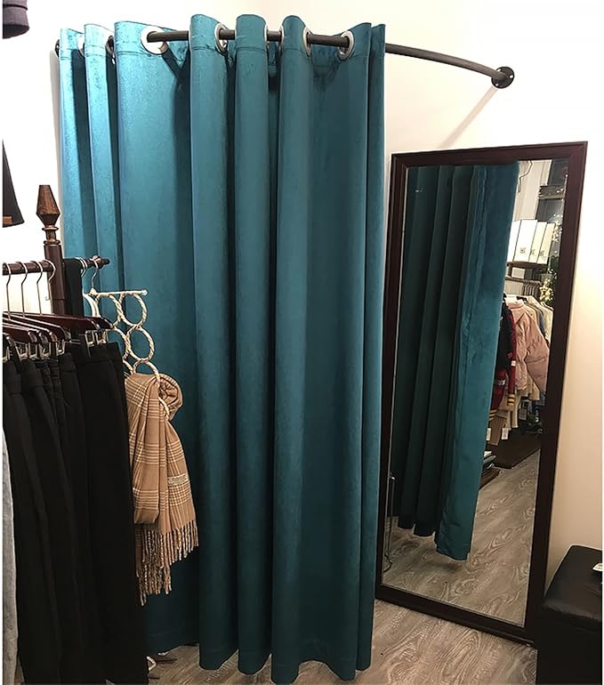 HIYOUGO Fitting Room Kit, Clothing Store Dressing Room, Corner Changing Room with Black U Rod and Thick Blackout Curtains, Fashion Privacy Shelter Tend Cabana (Color : Black, Size : 95cm)