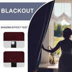 JIUZHEN Christmas Blackout Curtains for Bedroom - Thermal Insulated Room Darkening Noise Reducing, 52 x 84 Inch Length Curtains for Living Room, Set of 2 Panels with Tiebacks, Burgundy